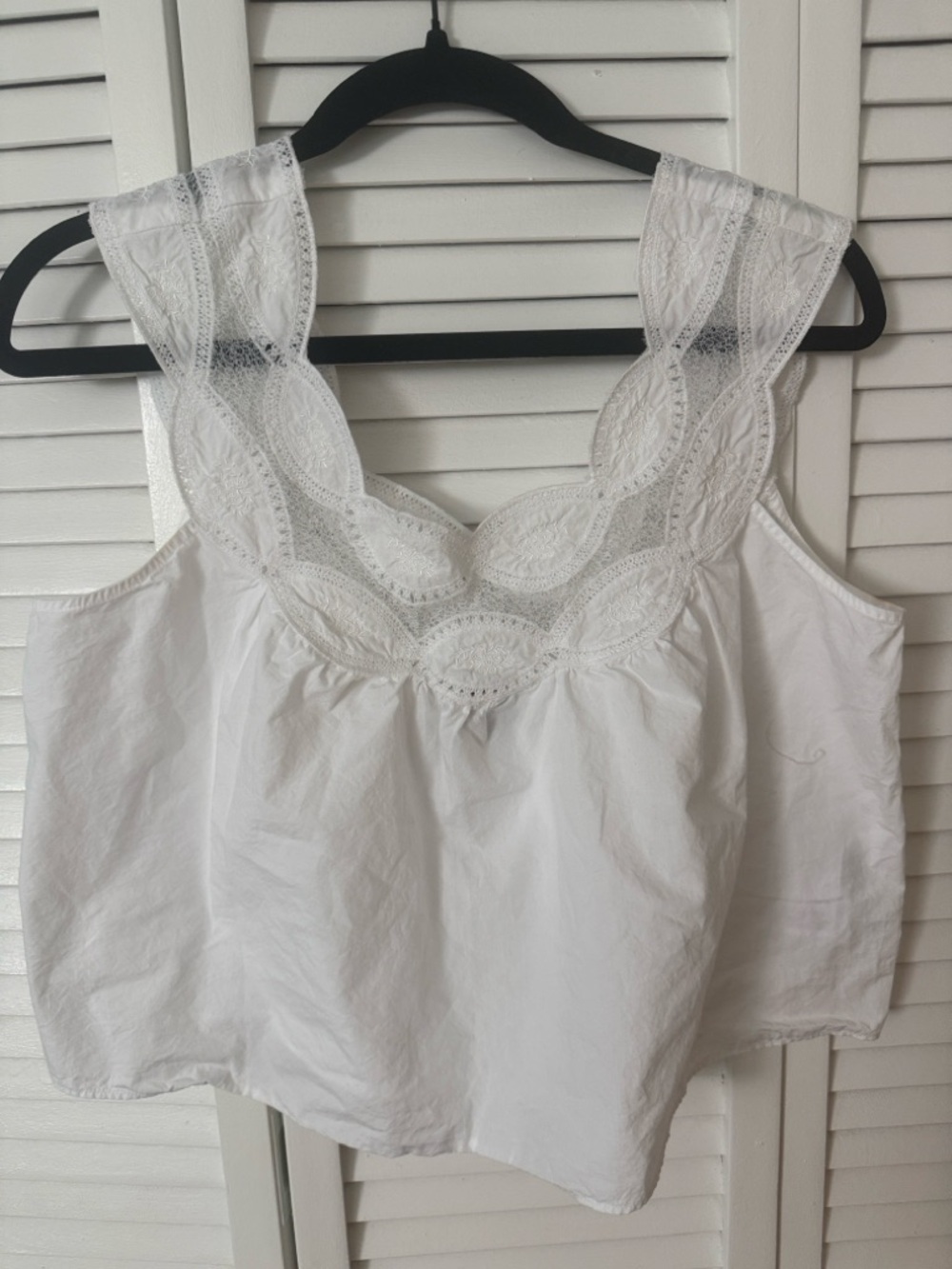 J crew White Cotton Eyelet Tank Top